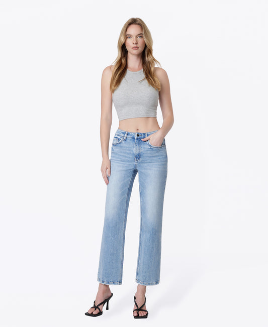 Front product images of Little Bitty - High Rise Vein Wash Ankle Slim Wide Leg Jeans