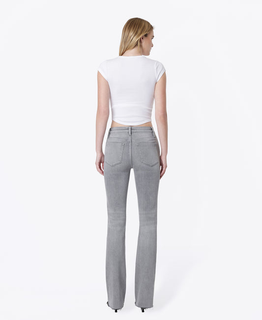 Back product images of Grey - High Rise Clean Cut Raw Hem Bootcut Jeans
