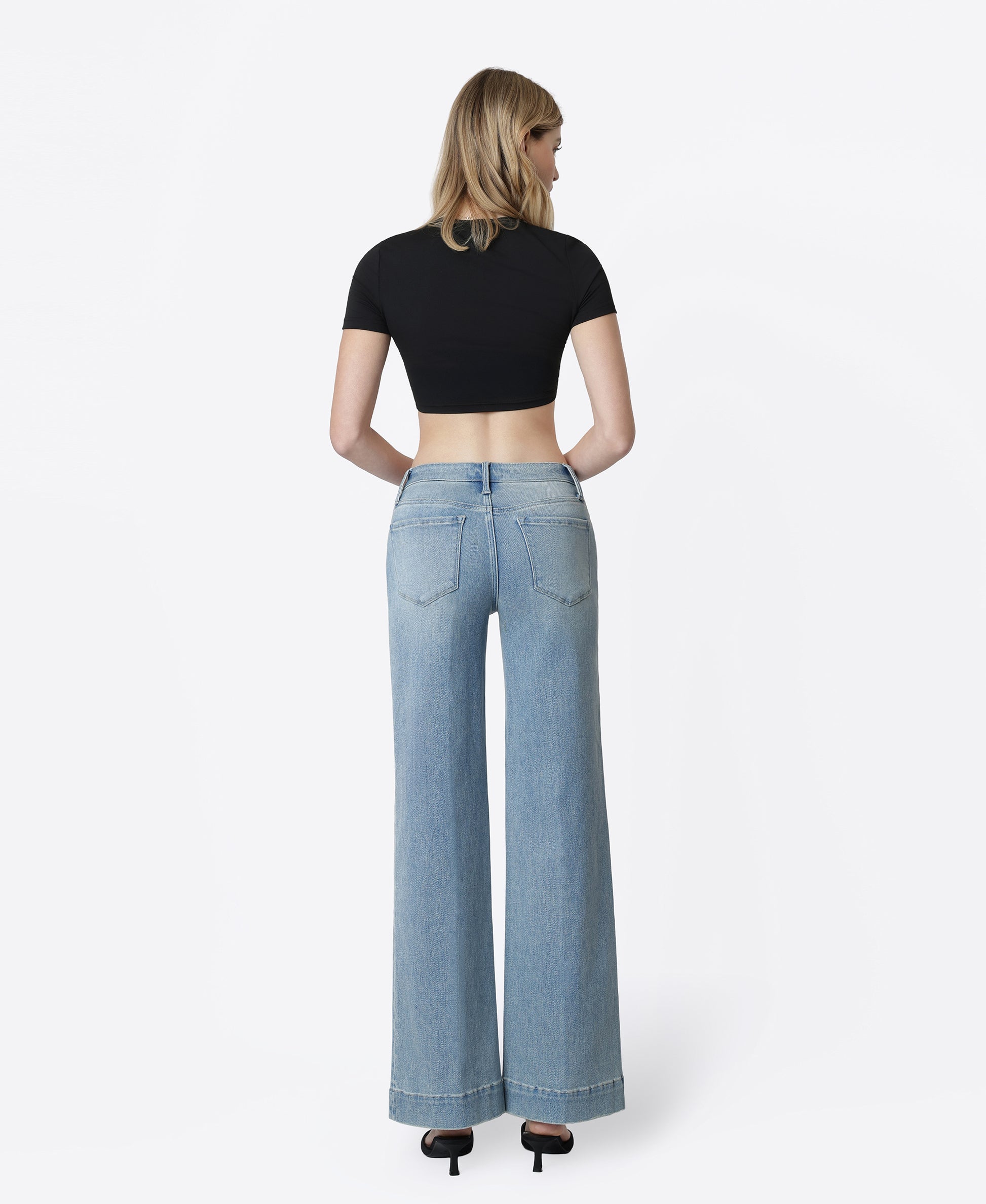 Back product images of Unrivaled - Mid Rise Trouser Hem Tinted Wide Leg Jeans