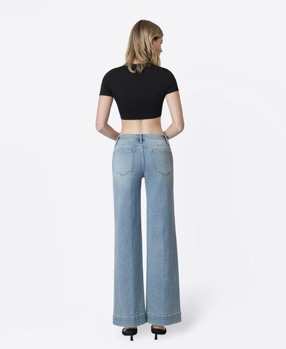 Back product images of Unrivaled - Mid Rise Trouser Hem Tinted Wide Leg Jeans