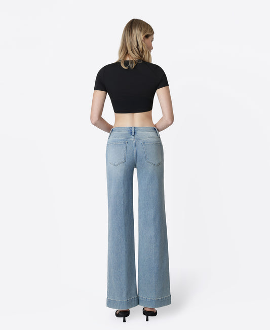 Back product images of Unrivaled - Mid Rise Trouser Hem Tinted Wide Leg Jeans