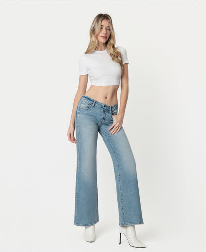 Right 45 degrees product image of Cleverness - Low Rise Tinted Wide Leg Jeans