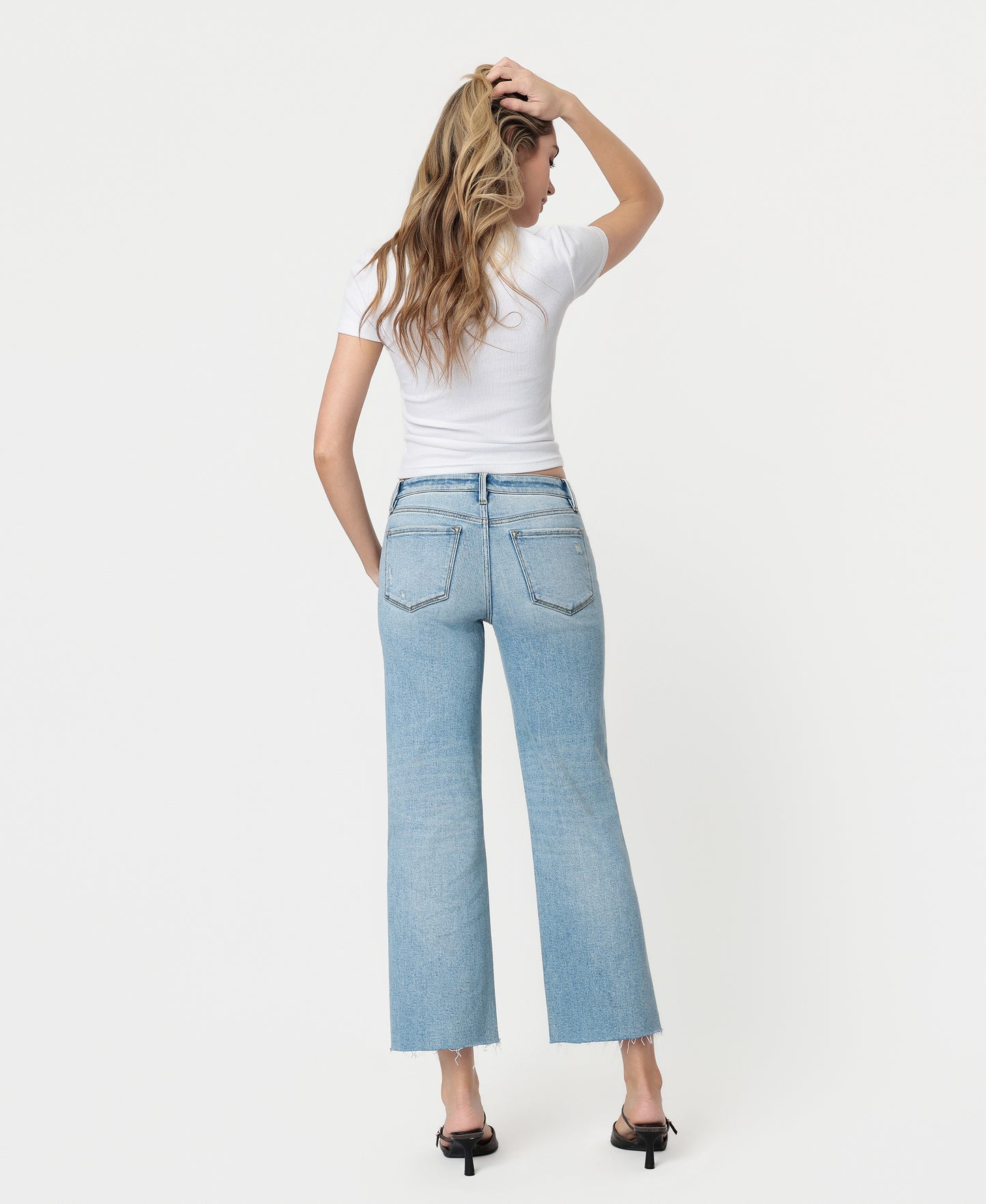 Back product images of Arrow - Mid Rise Tinted Crop Slim Wide Leg Jeans