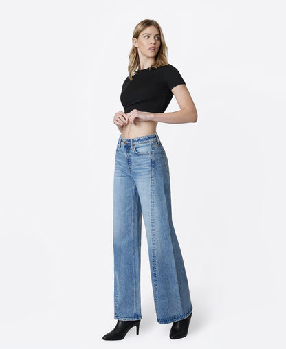 Left 45 degrees product image of Philanthropic - High Rise Side Seamed Tinted Wide Leg Jeans