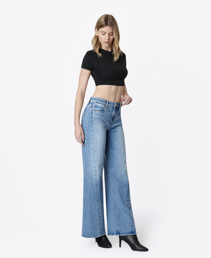Right 45 degrees product image of Philanthropic - High Rise Side Seamed Tinted Wide Leg Jeans