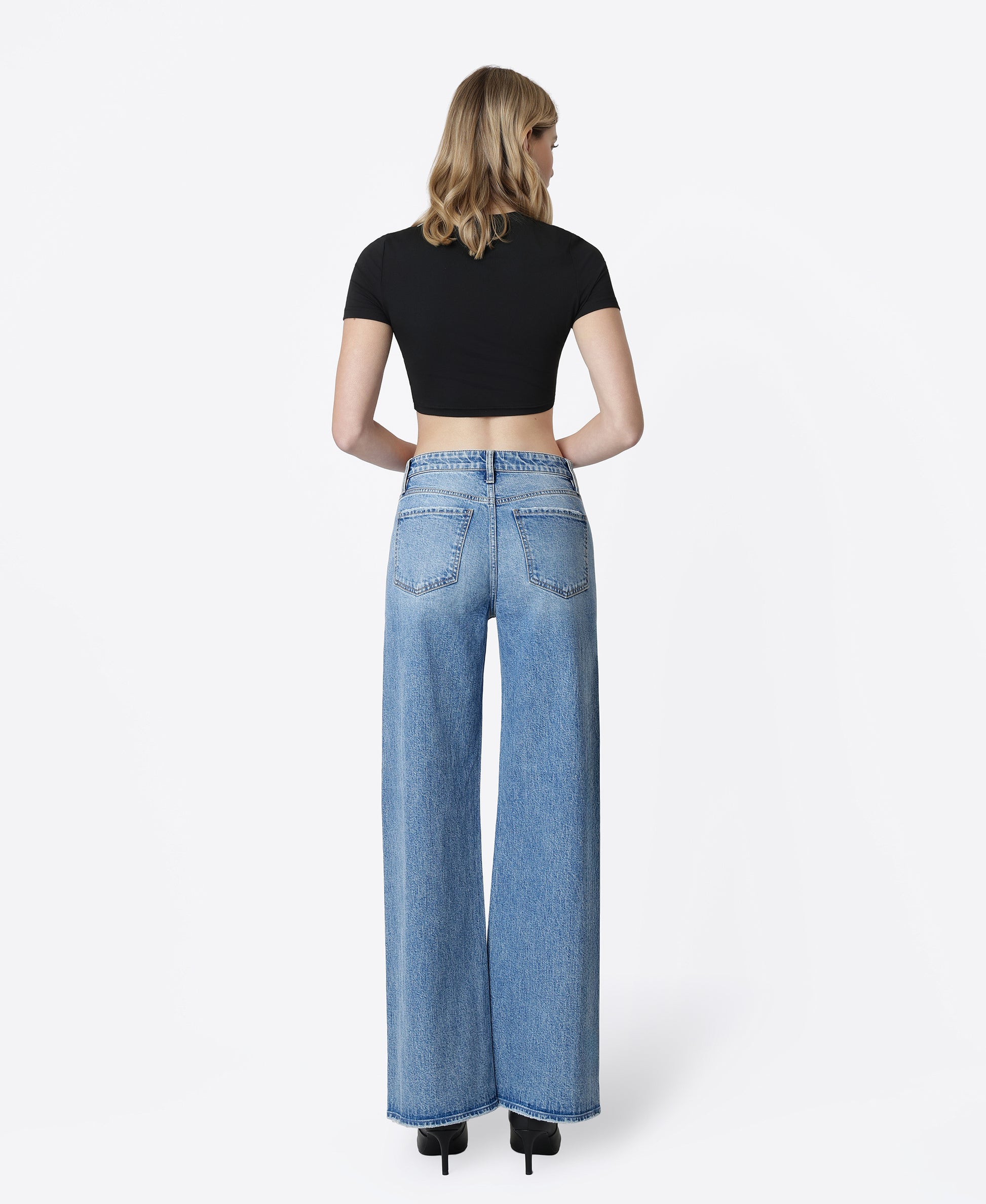 Back product images of Philanthropic - High Rise Side Seamed Tinted Wide Leg Jeans