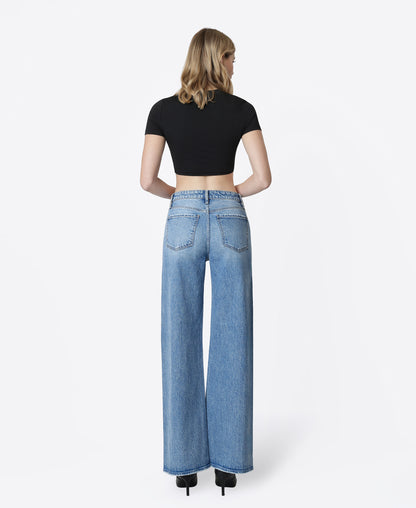 Back product images of Philanthropic - High Rise Side Seamed Tinted Wide Leg Jeans