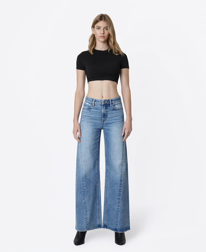 Front product images of Philanthropic - High Rise Side Seamed Tinted Wide Leg Jeans