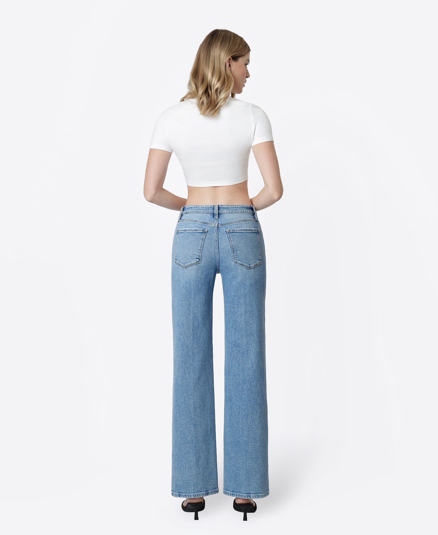 Back product images of Ardently - High Rise Trouser Fold Drawstring Wide Leg Jeans
