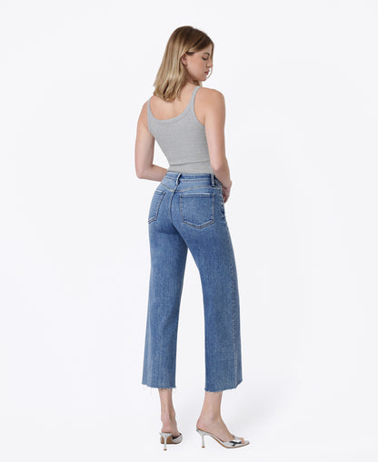 Back product images of Butterflies - Mid Rise Trouser Fold Creased Crop Wide Leg Jeans