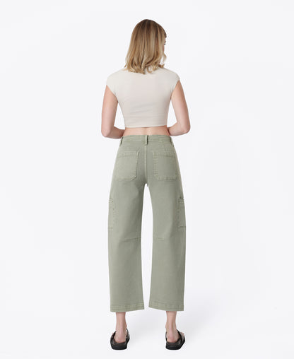 Back product images of Iceberg Green - High Rise Utility Cargo Drawstring Crop Barrel Jeans