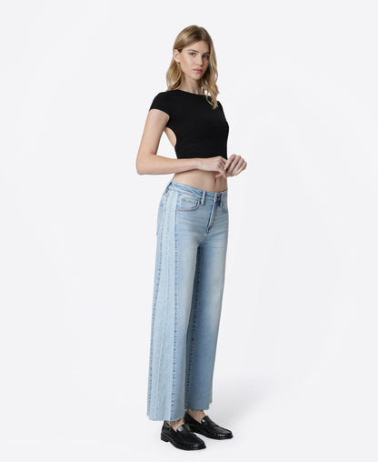 Right 45 degrees product image of Obedient - High Rise Two Tone Twist Wide Leg Jeans