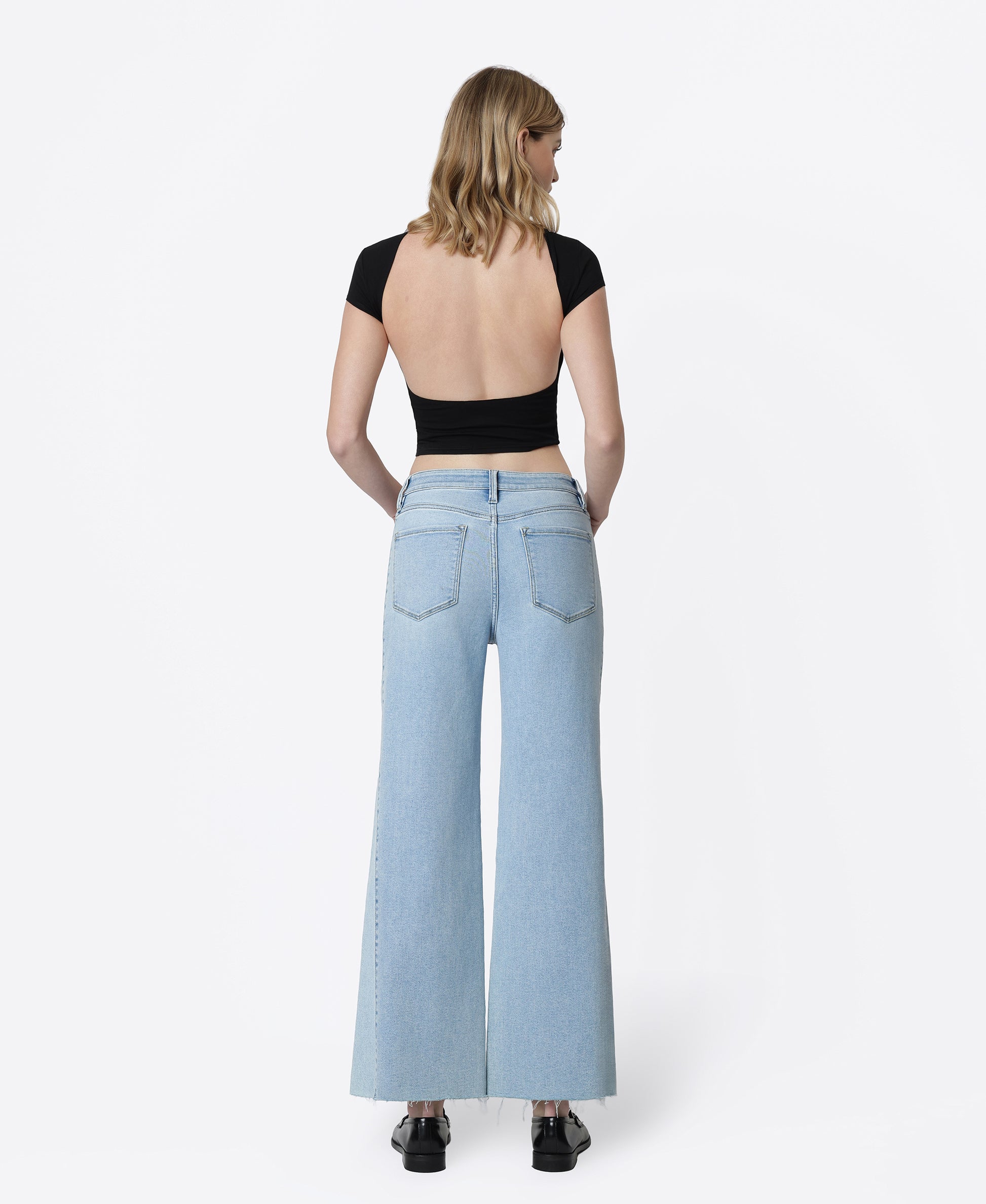 Back product images of product Obedient - High Rise Two Tone Twist Wide Leg Jeans