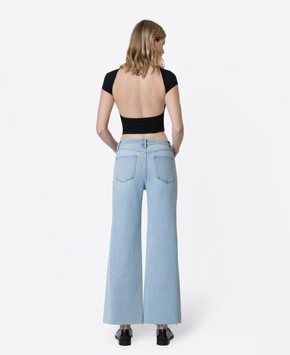 Back product images of product Obedient - High Rise Two Tone Twist Wide Leg Jeans