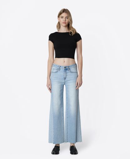 Front product images of Obedient - High Rise Two Tone Twist Wide Leg Jeans