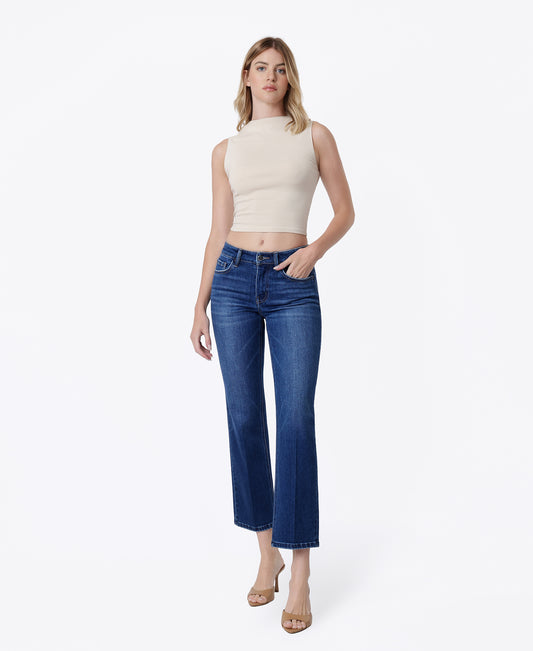Front product images of Survival - Mid Rise Trouser Fold Creased Ankle Slim Straight Jeans