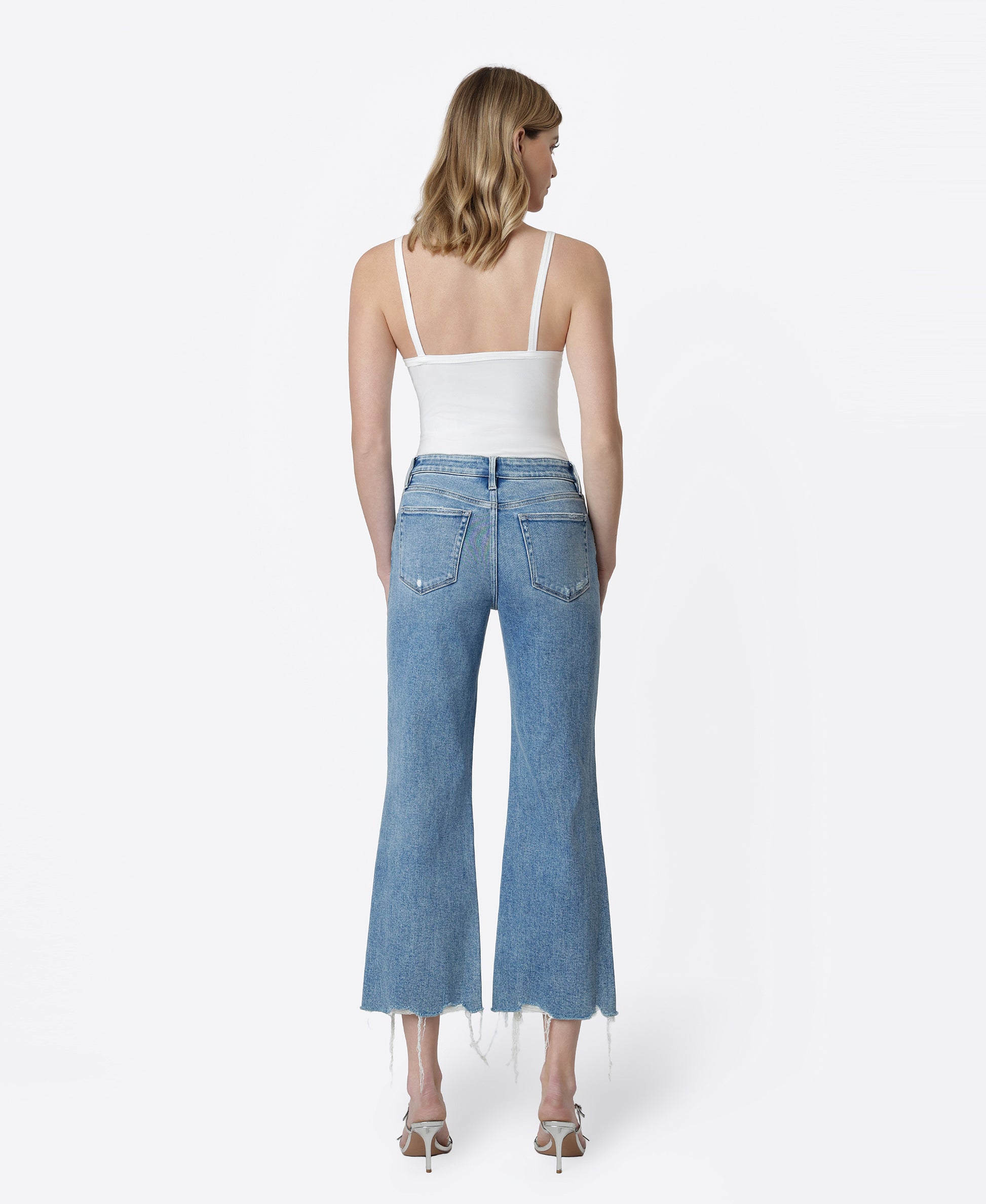 Back product images of Futuristic - Mid Rise Distressed Crop Vintage Flare Jeans