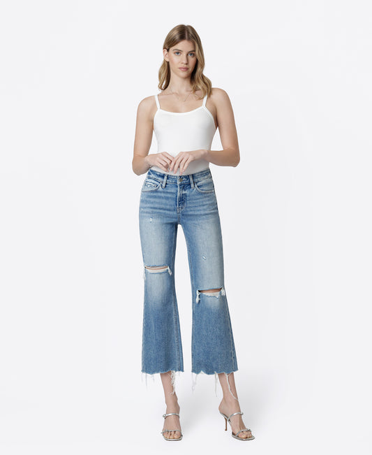 Front product images of Futuristic - Mid Rise Distressed Crop Vintage Flare Jeans
