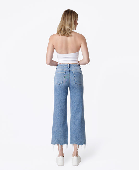 Back product images of Commodious - High Rise Trouser Fold Crop Slim Wide Leg Jeans
