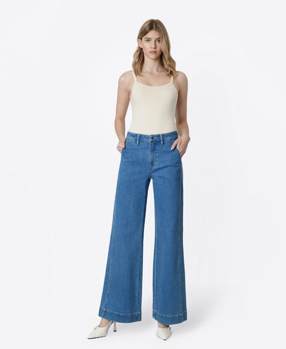 Front product images of Dawn - High Rise Side Panel Trouser Pocket Wide Leg Jeans