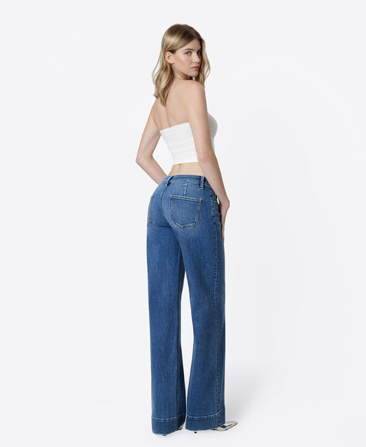 Back product images of Resound - Low Rise Trouser Hem Wide Leg Jeans
