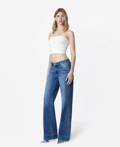 Left 45 degrees product image of Resound - Low Rise Trouser Hem Wide Leg Jeans