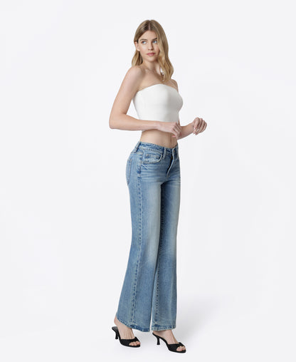 Right 45 degrees product image of Feisty - Low Rise Thick Crease Line Vintage Flare Jeans