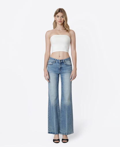 Front product images of Feisty - Low Rise Thick Crease Line Vintage Flare Jeans