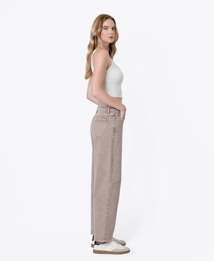 Right side product images of Tea - High Rise Crop Barrel Jeans