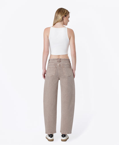 Back product images of Tea - High Rise Crop Barrel Jeans
