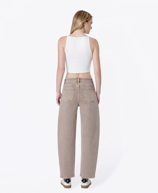 Back product images of Tea - High Rise Crop Barrel Jeans