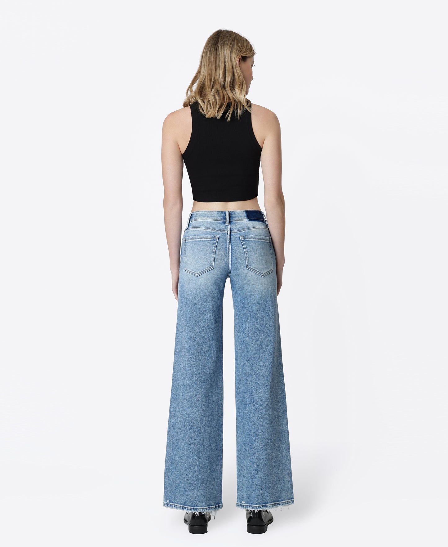 Back product images of Fine - Mid Rise Full Length Wide Leg Jeans