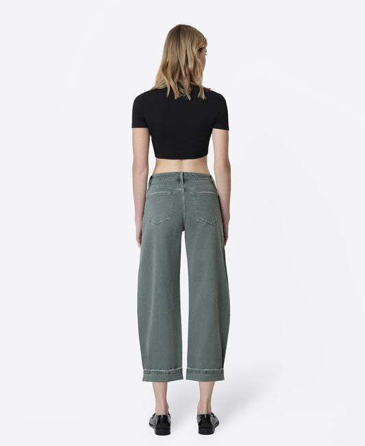 Back product images of Pine- High Rise Cuffed Crop Barrel Jeans
