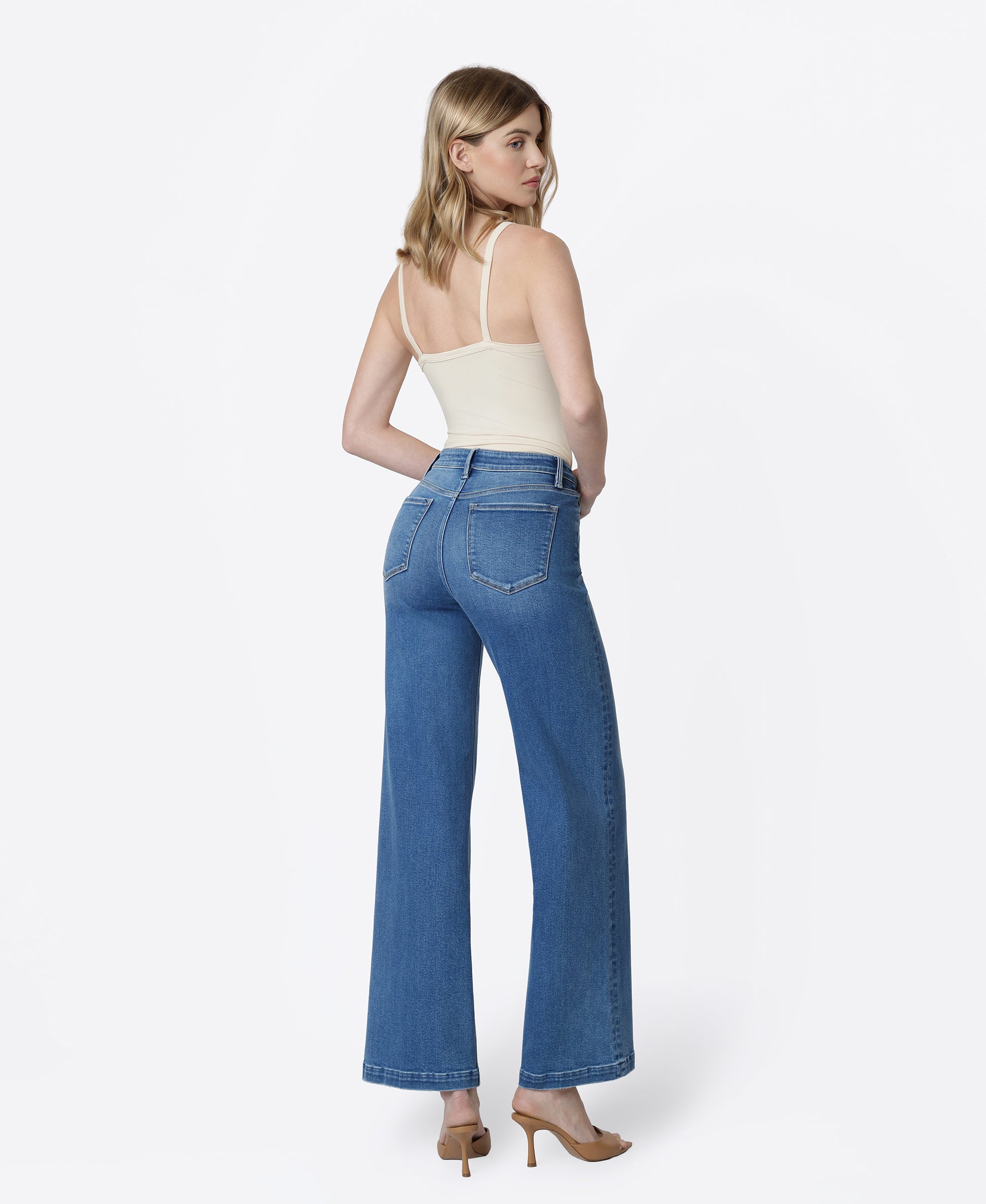 Back product images of Nile - High Rise Trouser Fold Crease Wide Leg Jeans