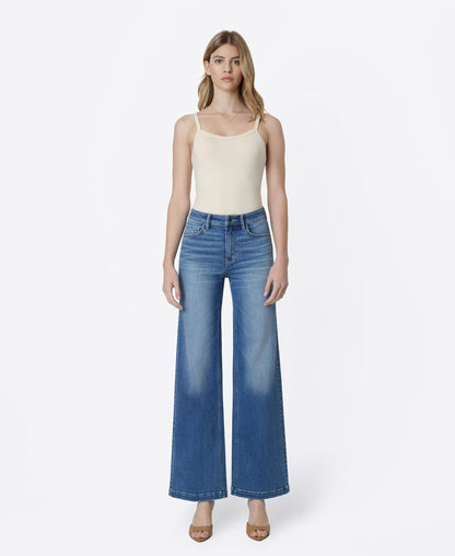 Front product images of Nile - High Rise Trouser Fold Crease Wide Leg Jeans