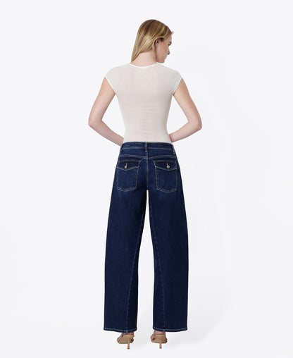 Back product images of Pep - High Rise Back Flap Pocket Twist Seam Wide Barrel Jeans
