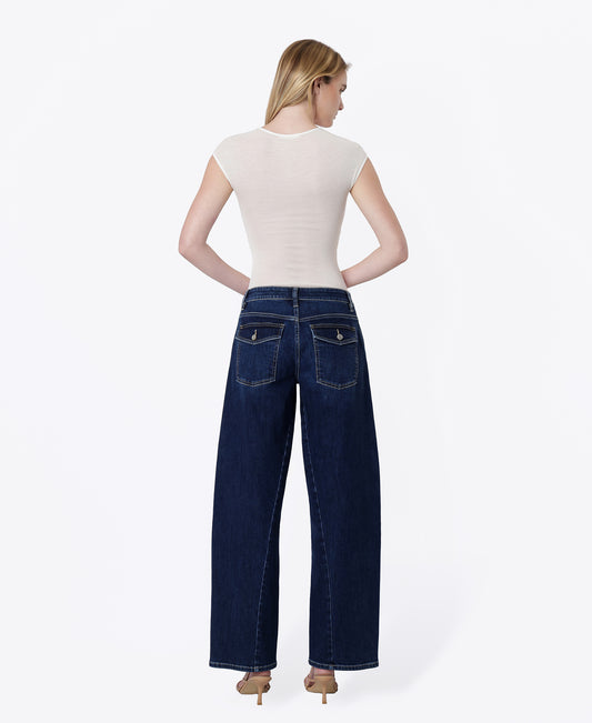 Back product images of Pep - High Rise Back Flap Pocket Twist Seam Wide Barrel Jeans
