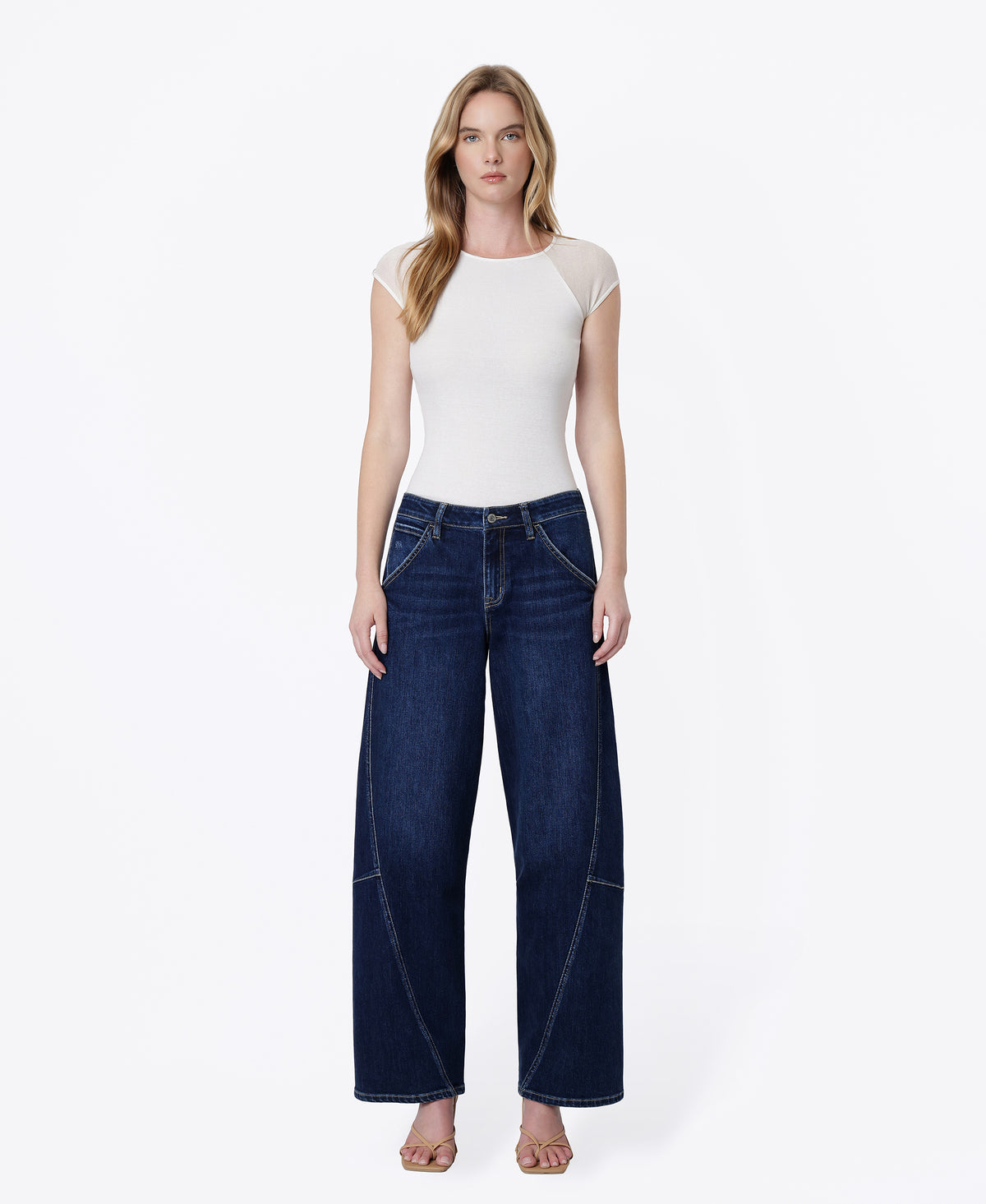 Front product images of Pep - High Rise Back Flap Pocket Twist Seam Wide Barrel Jeans