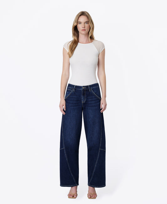 Front product images of Pep - High Rise Back Flap Pocket Twist Seam Wide Barrel Jeans