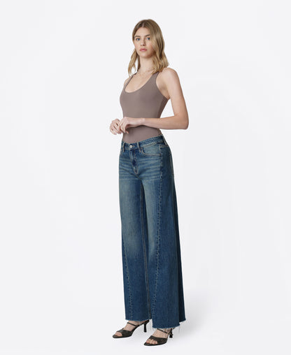 Left 45 degrees product image of Beautify - High Rise Side Seamed Tinted Wide Leg Jeans