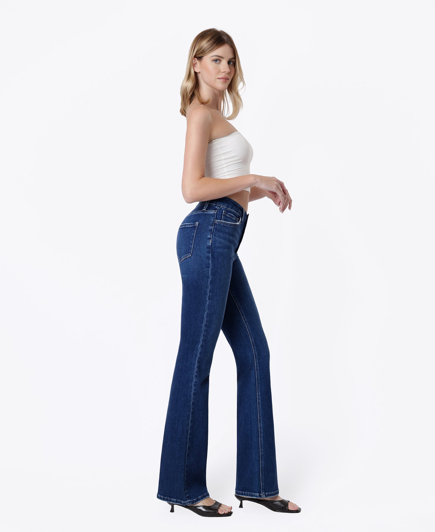 Right side product images of Brilliant - High Rise Trouser Fold Creased Full Length Bootcut Jeans
