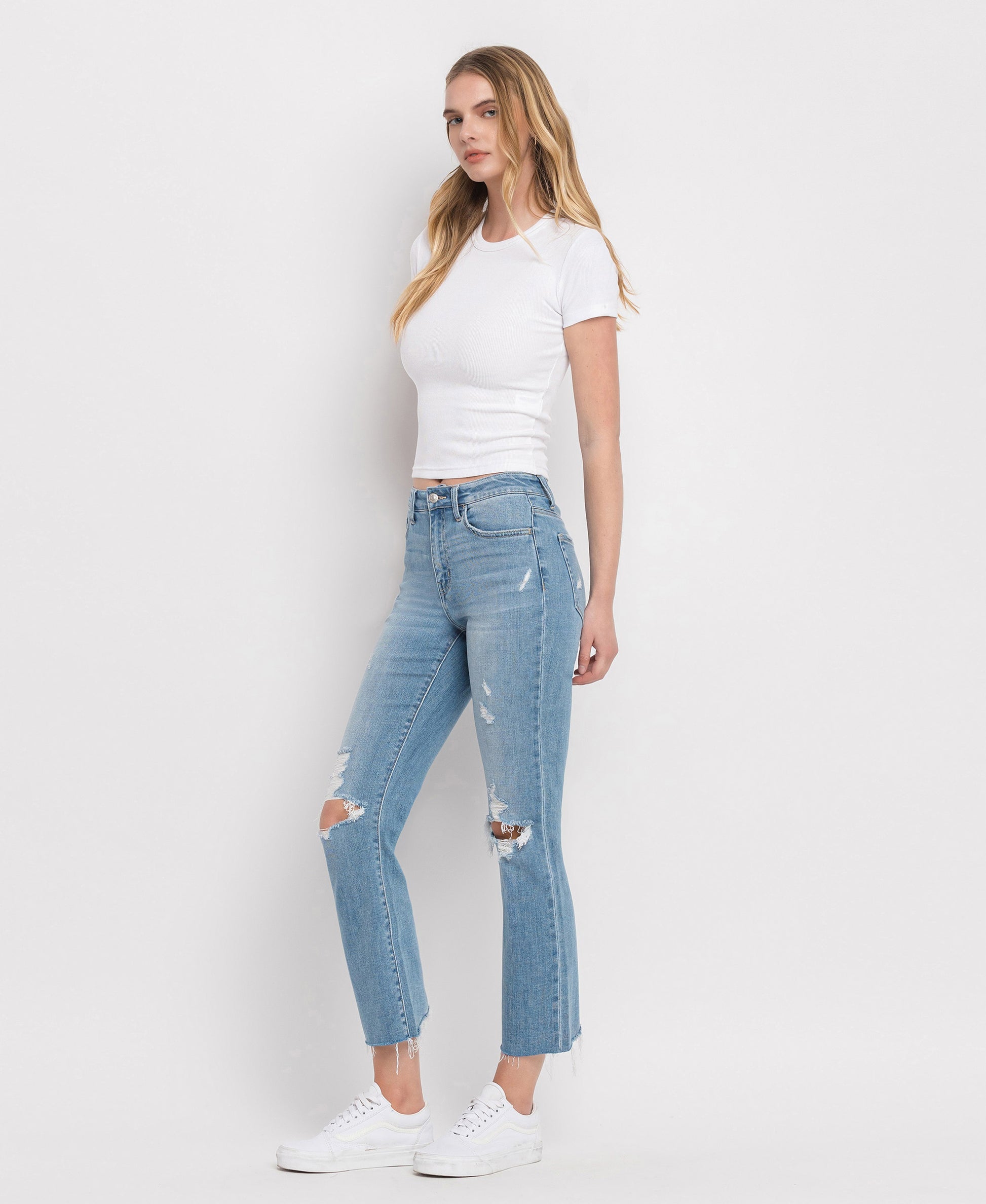 Left 45 degrees product image of Lani - High Rise Clean Cut Hem Straight Jeans